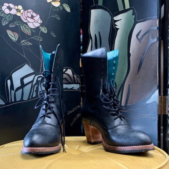 PS Kaufman Shoes - PS Kaufman No. 1018 Crosswalk Tall Lace-up Black Leather Boots